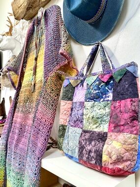 Artisan Patchwork Multicolor Quilted tie dye Tote boho Bag gypsy enchanting vibe